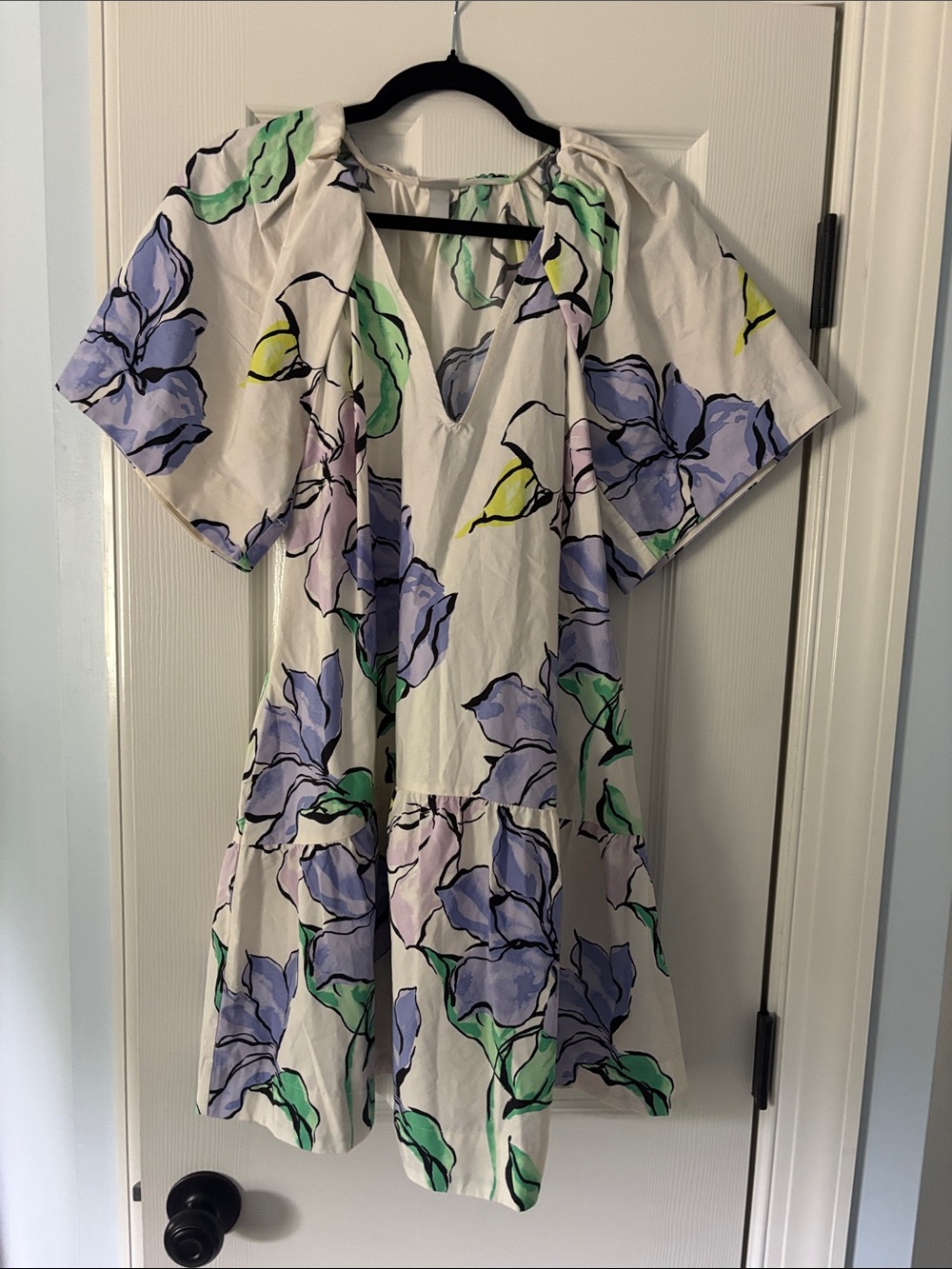 a new day White Mini Dress with Lavender Floral Print